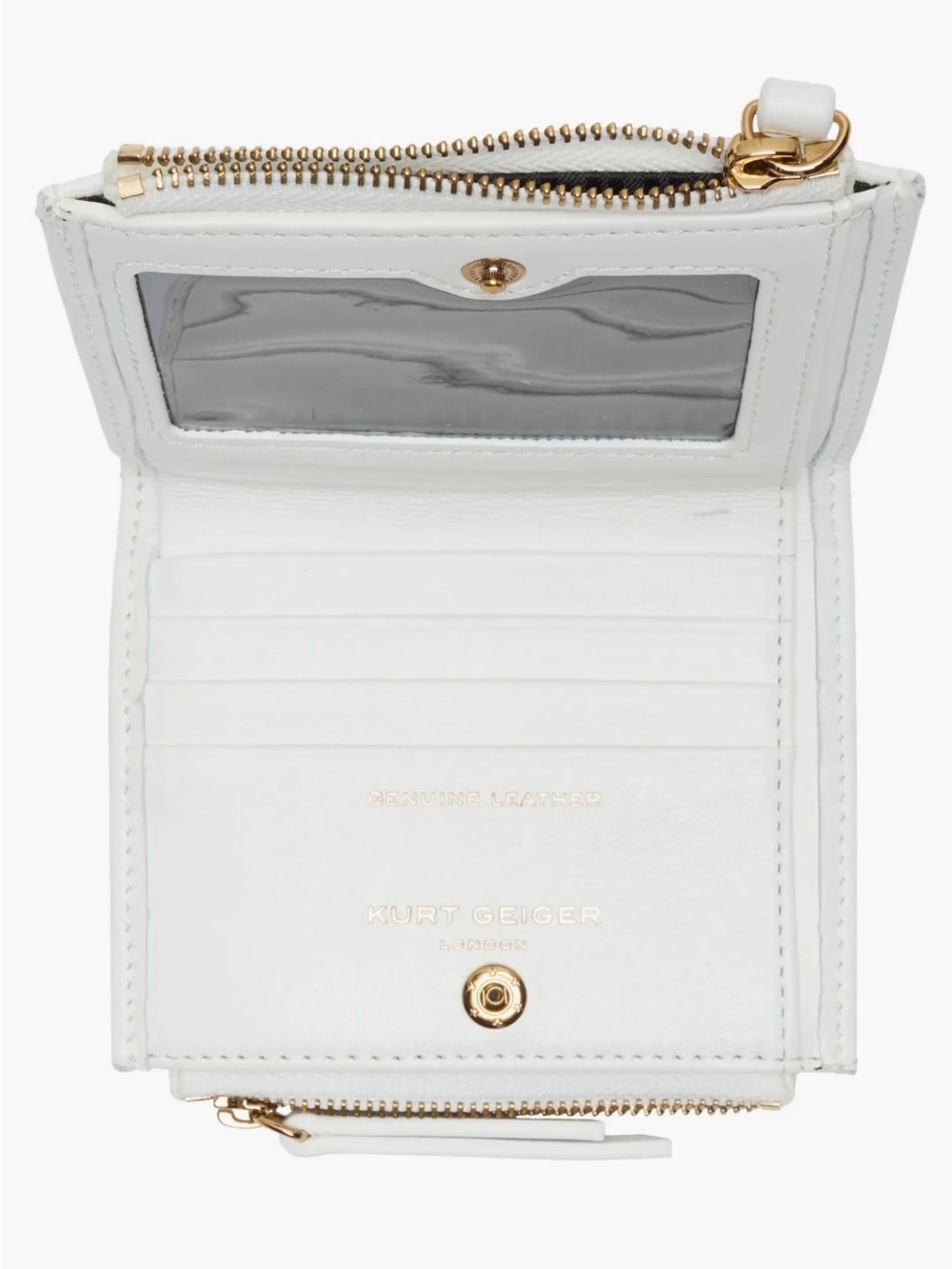 Kurt Geiger Brixton Quilted White Mini Wallet with Gold Plaque - Picture 2 of 9